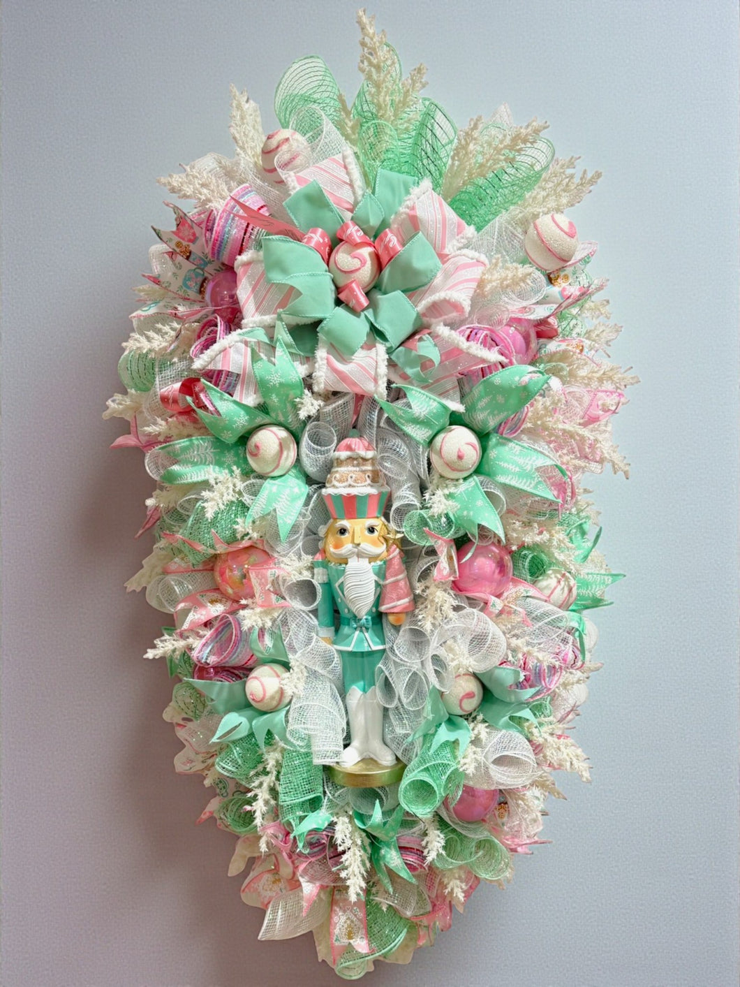 Pink Nutcracker Christmas Swag Wreath Bells  Free Shipping