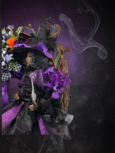 Purple Witch Halloween Wreath | Witch Doll Front Door Wreath | Black Purple Halloween Door Decor | Luxury Handmade Halloween Wreath | Fall Porch Decor