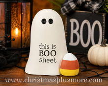 Halloween Ghost Shelf Sitter – BOO Ghost Decor, Candy Corn Tabletop Decoration