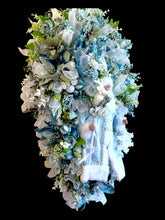 Blue Santa Doll Wreath Floral Swag Christmas Wreath Country Farm House  (Free Shipping)