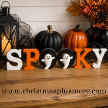 SPOOKY Halloween Shelf Sitter, Ghost Tabletop Decor, Resin Halloween Sign, Spooky Fall Home Decor