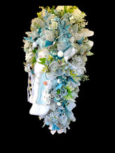 Blue Santa Doll Wreath Floral Swag Christmas Wreath Country Farm House  (Free Shipping)