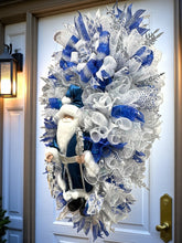 Blue & Silver Santa Doll Swag Christmas Wreath (Free Shipping)