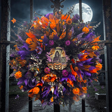 Grim Reaper Halloween Wreath,  Spooky Front Door Decor, Gothic Halloween Wreath, Haunted House Decoration, Skull Ribbon