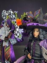 Purple Witch Halloween Wreath | Witch Doll Front Door Wreath | Black Purple Halloween Door Decor | Luxury Handmade Halloween Wreath | Fall Porch Decor