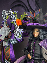 Purple Witch Halloween Wreath | Witch Doll Front Door Wreath | Black Purple Halloween Door Decor | Luxury Handmade Halloween Wreath | Fall Porch Decor