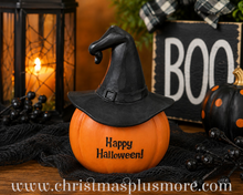 Halloween Pumpkin Witch Hat Shelf Sitter – Happy Halloween Tabletop Decor | Blossom Bucket