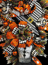 Halloween Witch Swag Wreath  ~ Halloween Mrs. Frankenstein Orange and Black Witch Decor