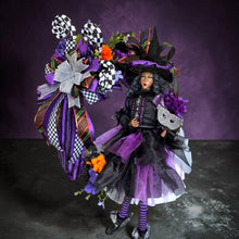 Purple Witch Halloween Wreath | Witch Doll Front Door Wreath | Black Purple Halloween Door Decor | Luxury Handmade Halloween Wreath | Fall Porch Decor