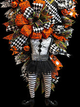 Halloween Witch Swag Wreath  ~ Halloween Mrs. Frankenstein Orange and Black Witch Decor