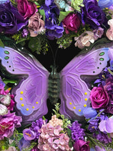 Purple Butterfly Floral Wreath – 24” Hydrangea Front Door Spring / Summer Wreath
