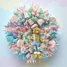 Pink Gingerbread Man Christmas Wreath With Pastel Colors