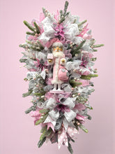 Pink & Silver Nutcracker Christmas Swag Wreath With Silver Bells  Free Shipping