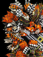 Halloween Witch Swag Wreath  ~ Halloween Mrs. Frankenstein Orange and Black Witch Decor