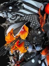 Luxury Halloween Witch Door Swag | Large Gothic Front Door Decor with Black Roses & Pumpkins