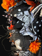 Luxury Halloween Witch Door Swag | Large Gothic Front Door Decor with Black Roses & Pumpkins