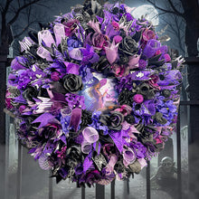 Large Purple Halloween Witch Wreath | Black Roses & Purple Hydrangeas | Gothic Halloween Door Decor | Witchy Front Door Wreath