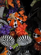 Halloween Witch Wreath | Orange & Black Witch Front Door Wreath | Luxury Handmade Halloween Decor | Fall Door Hanging