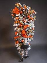 Halloween Witch Swag Wreath  ~ Halloween Mrs. Frankenstein Orange and Black Witch Decor