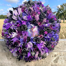 Large Purple Halloween Witch Wreath | Black Roses & Purple Hydrangeas | Gothic Halloween Door Decor | Witchy Front Door Wreath