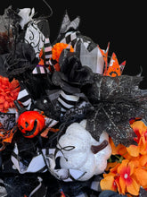 Luxury Halloween Witch Door Swag | Large Gothic Front Door Decor with Black Roses & Pumpkins