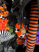 Halloween Witch Wreath | Orange & Black Witch Front Door Wreath | Luxury Handmade Halloween Decor | Fall Door Hanging