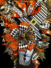 Halloween Witch Swag Wreath  ~ Halloween Mrs. Frankenstein Orange and Black Witch Decor