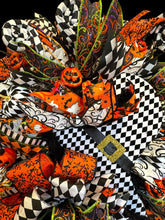 Halloween Witch Swag Wreath  ~ Halloween Mrs. Frankenstein Orange and Black Witch Decor