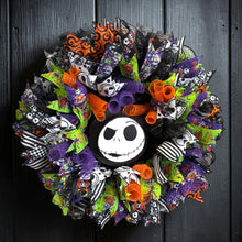 Nightmare Before Christmas Jack Skellington Halloween Wreath – Moving Spring Head – Handmade Front Door Decor