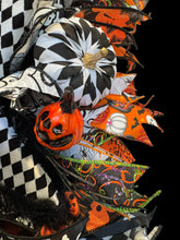 Halloween Witch Swag Wreath  ~ Halloween Mrs. Frankenstein Orange and Black Witch Decor