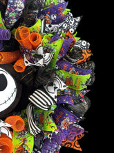 Nightmare Before Christmas Jack Skellington Halloween Wreath – Moving Spring Head – Handmade Front Door Decor