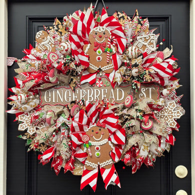Gingerbread Man Christmas Wreath Christmas Candy Wreath