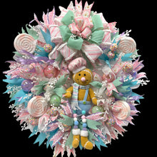 Pink Gingerbread Man Christmas Wreath With Pastel Colors