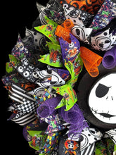 Nightmare Before Christmas Jack Skellington Halloween Wreath – Moving Spring Head – Handmade Front Door Decor