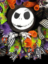 Nightmare Before Christmas Jack Skellington Halloween Wreath – Moving Spring Head – Handmade Front Door Decor