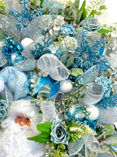 Blue Santa Doll Wreath Floral Swag Christmas Wreath Country Farm House  (Free Shipping)