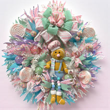 Pink Gingerbread Man Christmas Wreath With Pastel Colors