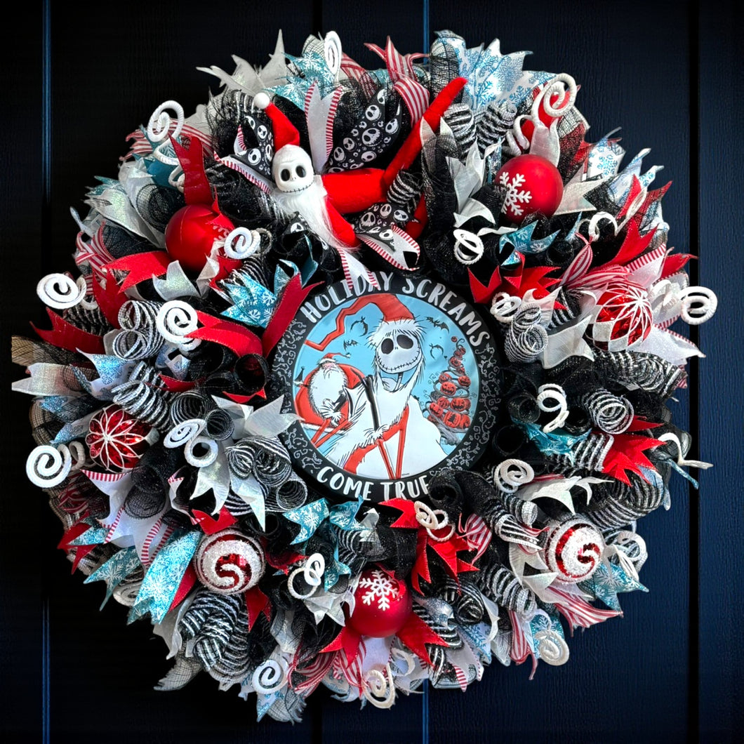 Christmas Jack Skellington Wreath ~ Nightmare Before Christmas Inspired