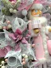 Pink & Silver Nutcracker Christmas Swag Wreath With Silver Bells  Free Shipping
