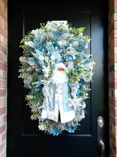 Blue Santa Doll Wreath Floral Swag Christmas Wreath Country Farm House  (Free Shipping)