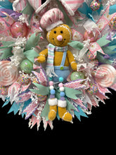 Pink Gingerbread Man Christmas Wreath With Pastel Colors