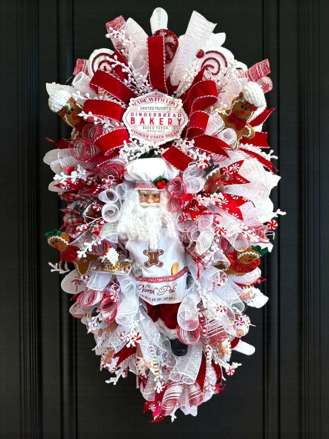 Gingerbread Santa Christmas Swag Wreath (Free Shipping)