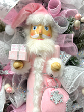 Pink & Silver Nutcracker Christmas Swag Wreath With Silver Bells  Free Shipping