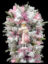 Pink & Silver Nutcracker Christmas Swag Wreath With Silver Bells  Free Shipping