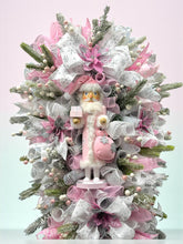 Pink & Silver Nutcracker Christmas Swag Wreath With Silver Bells  Free Shipping