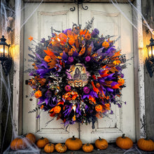Grim Reaper Halloween Wreath,  Spooky Front Door Decor, Gothic Halloween Wreath, Haunted House Decoration, Skull Ribbon