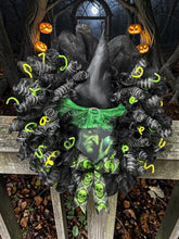 Best Seller!  Witch Wreath ~Evil Witch Halloween Wreath, Halloween Front Door Wreath, Witch Hat ( Version 1)