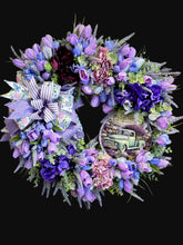 Purple Lavender Tulip Wreath Farmhouse Spring Front Door Wreath Rustic Floral Decor 24#