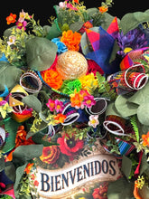 Bienvenidos Wreath, Cinco De Mayo Wreath, Fiesta Wreath, Mexican Welcome Wreath, Colorful Front Door Decor, Sombrero Floral Wreath