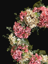 Pink Hydrangea Wreath, Spring Front Door Wreath, Ivory Floral Wreath, Grapevine Wreath, Everyday Door Decor